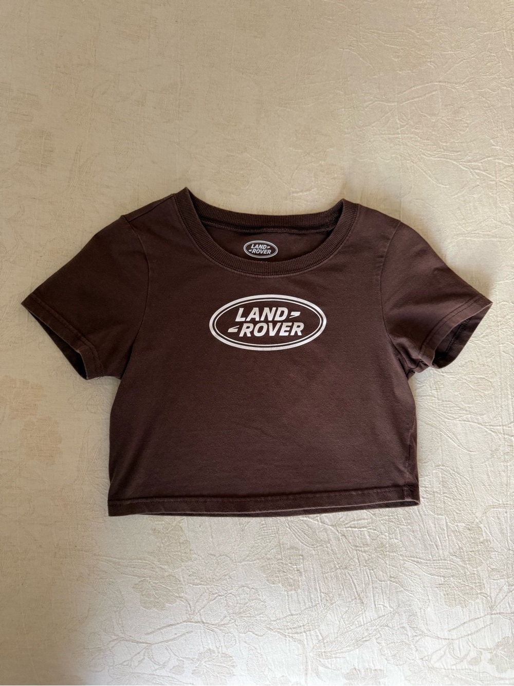 PacSun Brown Land Rover Logo Crop Tee